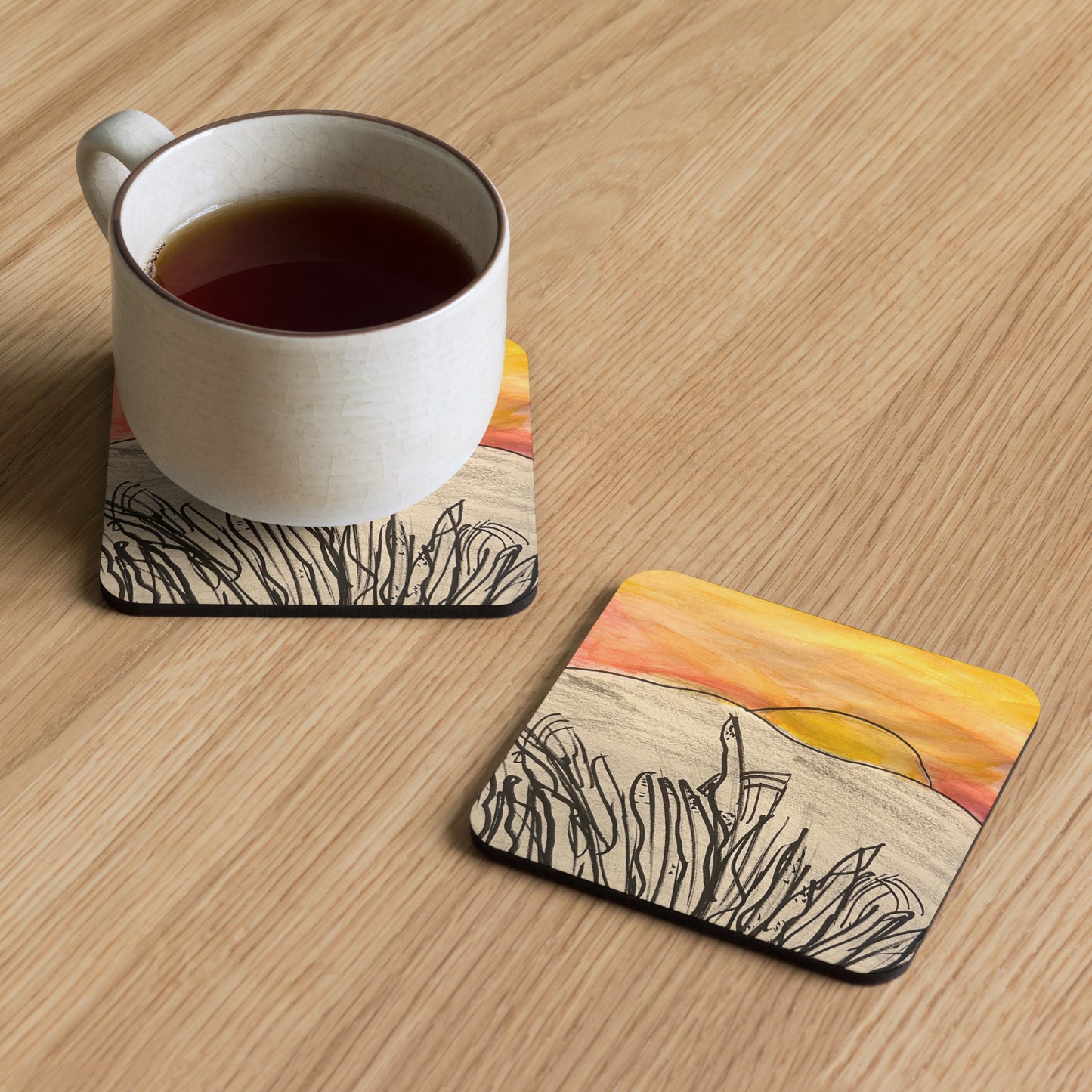 'Wild Sunset' by Bella, Cork-back coaster